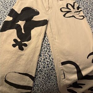 Cider brand beige abstract jeans medium